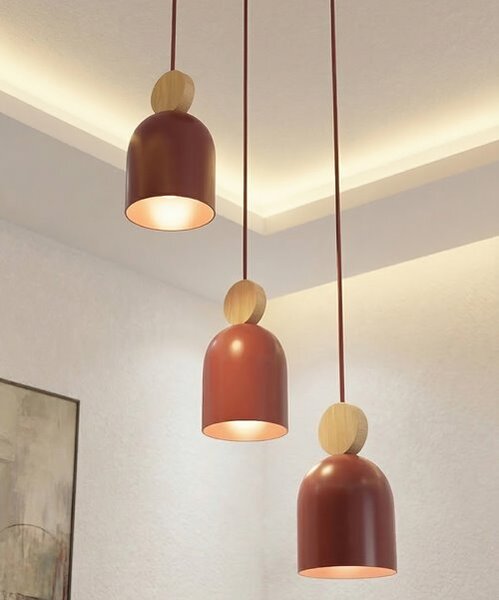 Závěsné svítidlo MESI 3 PREM – vínové, 3× GU10, šířka 34 cm