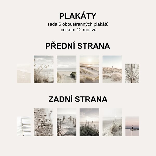Sada oboustranných plakátů Béžová Pampová Tráva | 4 x A3, 2 x A4 | DP6351329