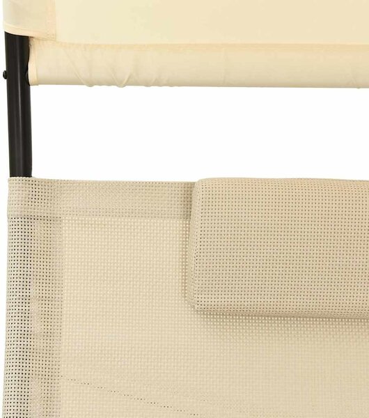 Dvojité zahradní lehátko s baldachýnem textilen krémové 310548