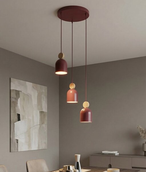 Závěsné svítidlo MESI 3 PREM – vínové, 3× GU10, šířka 34 cm