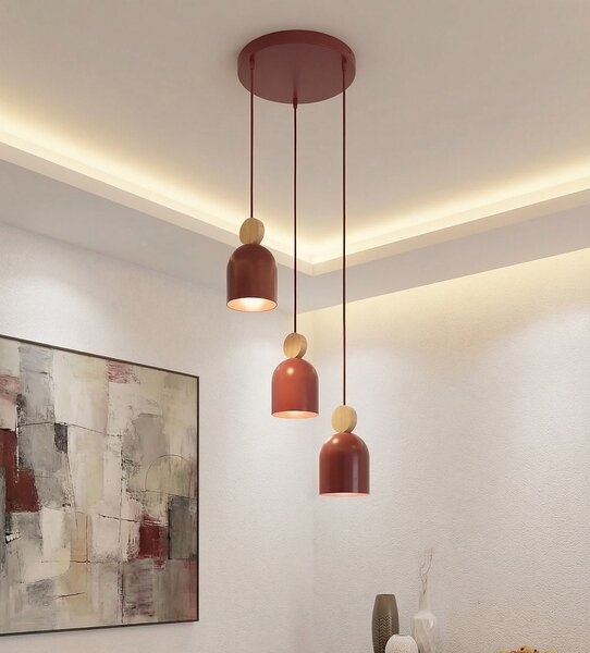Závěsné svítidlo MESI 3 PREM – vínové, 3× GU10, šířka 34 cm
