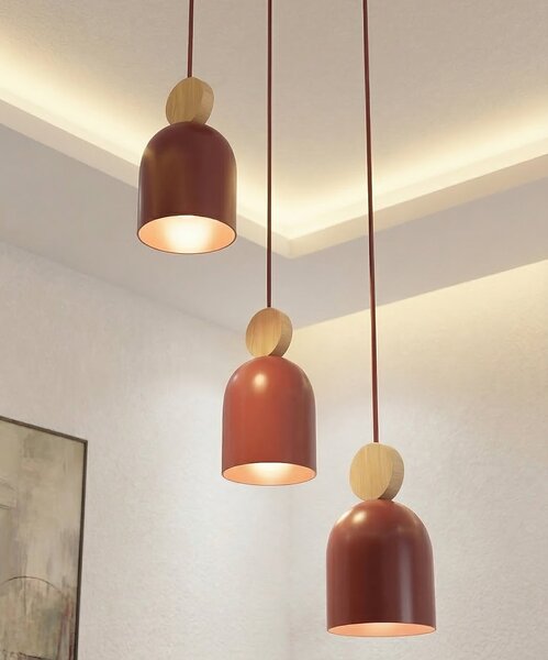 Závěsné svítidlo MESI 3 PREM – vínové, 3× GU10, šířka 34 cm