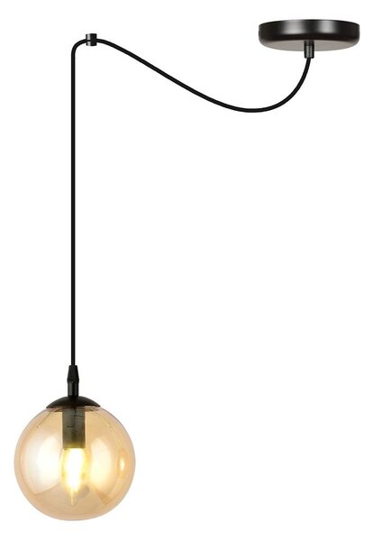 Závěsné svítidlo GIGI 1 – černé, jantarové sklo, 1× E14, šířka 200 cm