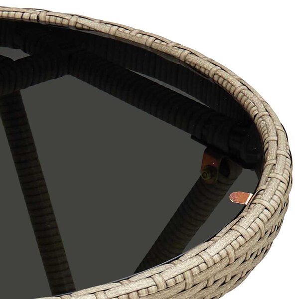 Čajový stolek béžový 60 cm polyratan a tvrzené sklo 310559