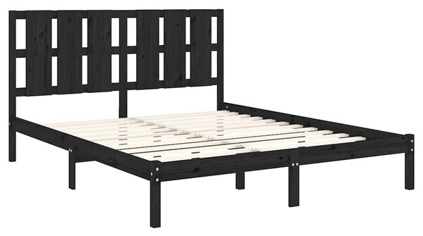Rám postele černý masivní dřevo 150 x 200 cm King Size 3105609
