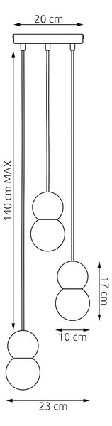 Závěsné svítidlo LOOP 3 – bílé, 3× G9, šířka 23 cm