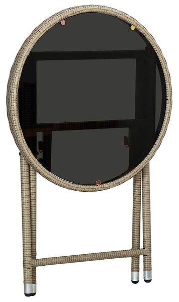 Čajový stolek béžový 60 cm polyratan a tvrzené sklo 310559