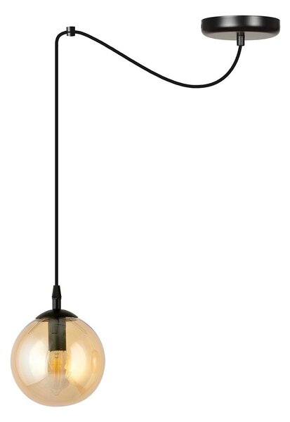 Závěsné svítidlo GIGI 1 – černé, jantarové sklo, 1× E14, šířka 200 cm