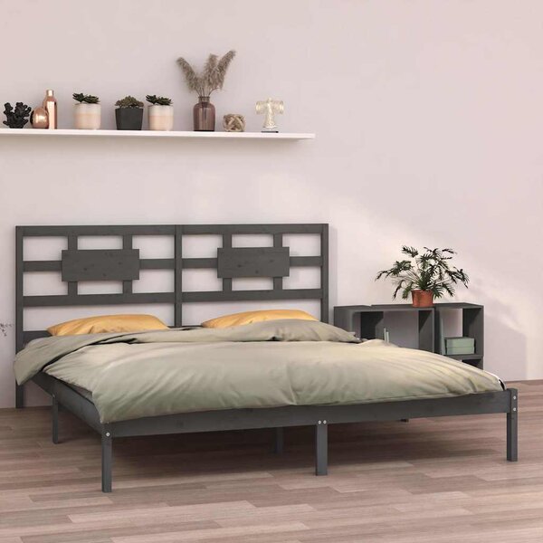 Rám postele šedý masivní dřevo 200 x 200 cm 3105687