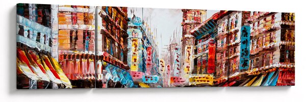 Obraz - Hong Kong, olejomalba (170x50 cm)