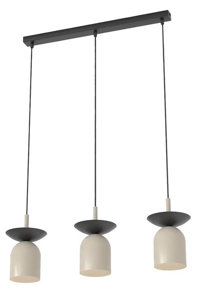 Závěsné svítidlo EGO 3 – černé / moka, 3× E14, šířka 60 cm