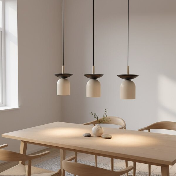 Závěsné svítidlo EGO 3 – černé / moka, 3× E14, šířka 60 cm