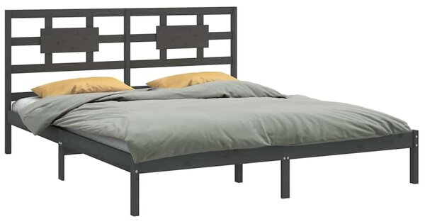 Rám postele šedý masivní dřevo 200 x 200 cm 3105687