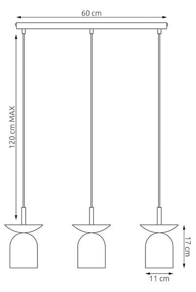 Závěsné svítidlo EGO 3 – černé / bílé, 3× E14, šířka 60 cm