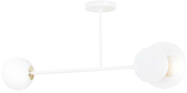 Stropní svítidlo MINERVA 2 – celobílé, sklo, 2× E27, šířka 80 cm