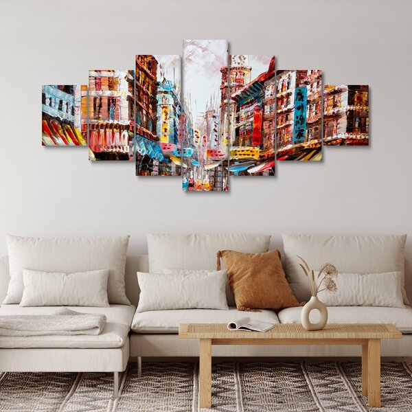 Obraz - Hong Kong, olejomalba (210x100 cm)