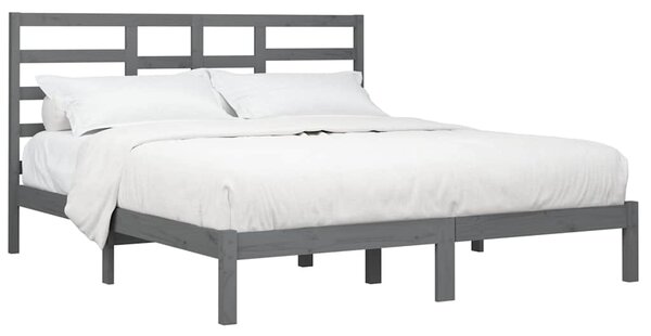Rám postele šedý masivní dřevo 200 x 200 cm 3105817