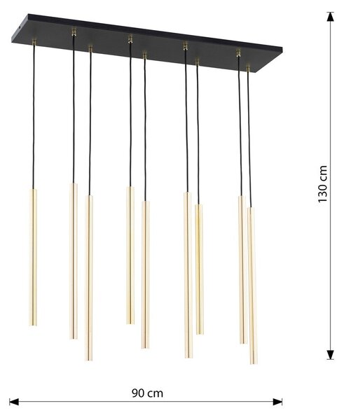 Závěsné svítidlo SELTER 9 – zlaté, 9× G9, šířka 92 cm