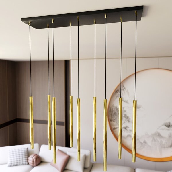 Závěsné svítidlo SELTER 9 – zlaté, 9× G9, šířka 92 cm