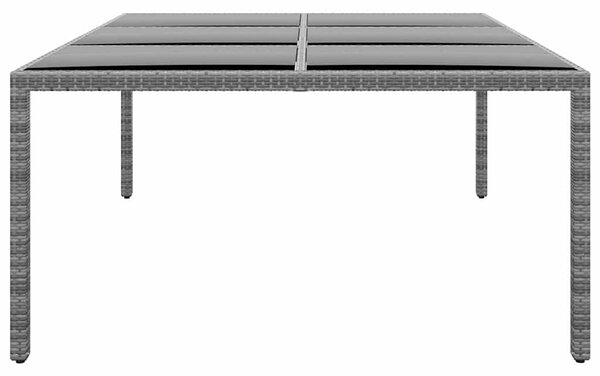 Zahradní stůl 200 x 150 x 75 cm tvrzené sklo a polyratan šedý 310587