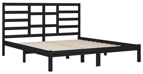 Rám postele černý masivní dřevo 200 x 200 cm 3105819