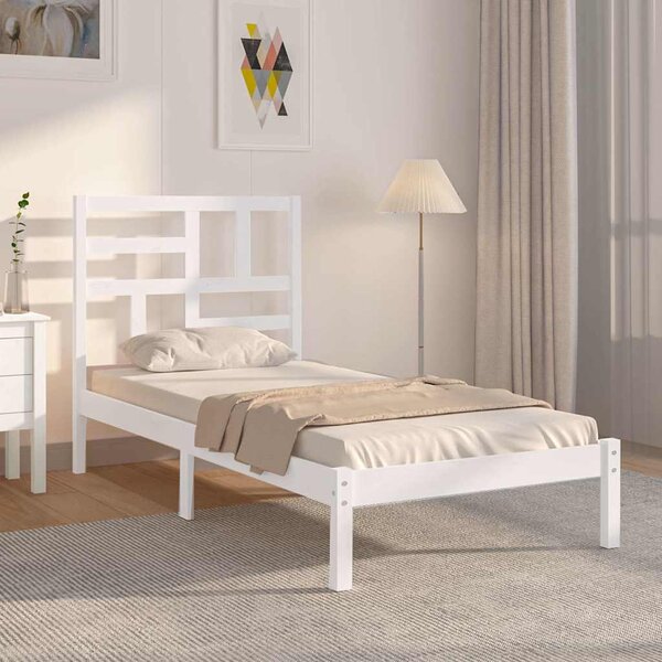 Rám postele bílý masivní dřevo 90 x 190 cm jednolůžko 3105916