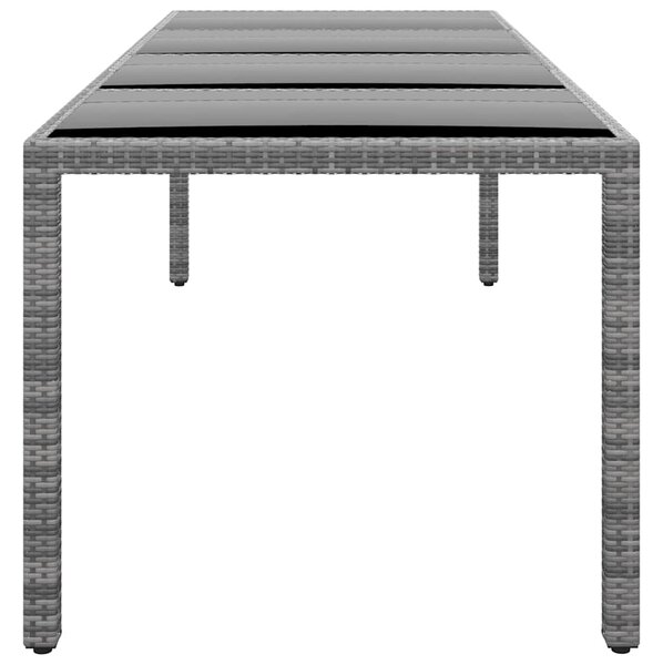 Zahradní stůl 250 x 100 x 75 cm tvrzené sklo a polyratan šedý 310593
