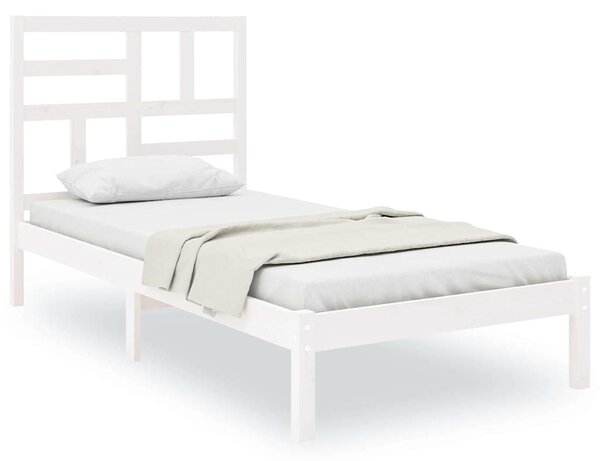 Rám postele bílý masivní dřevo 90 x 190 cm jednolůžko 3105916