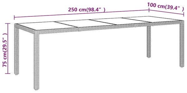 Zahradní stůl se skleněnou deskou béžový polyratan 310594