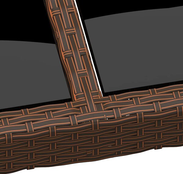 Zahradní stůl se skleněnou deskou hnědý 200 x 150 x 75 cm ratan 310589