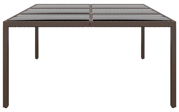 Zahradní stůl se skleněnou deskou hnědý 200 x 150 x 75 cm ratan 310589