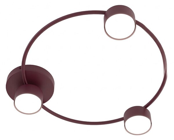 Stropní svítidlo LUCIO 3 – vínové, 3× GX53, šířka 48 cm