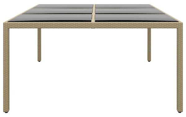 Zahradní stůl 200 x 150 x 75 cm tvrzené sklo a polyratan béžový 310588
