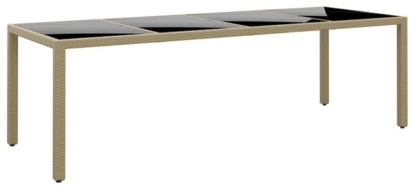 Zahradní stůl se skleněnou deskou béžový polyratan 310594