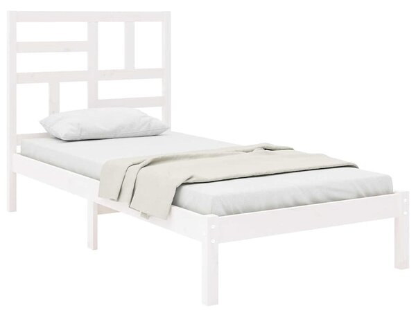 Rám postele bílý masivní dřevo 90 x 190 cm jednolůžko 3105916