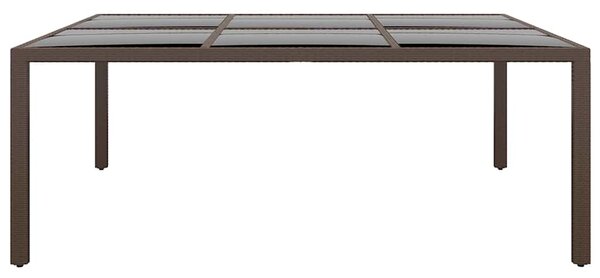 Zahradní stůl se skleněnou deskou hnědý 200 x 150 x 75 cm ratan 310589