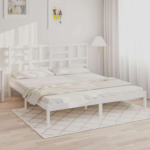 Rám postele bílý masivní dřevo 200 x 200 cm 3105971