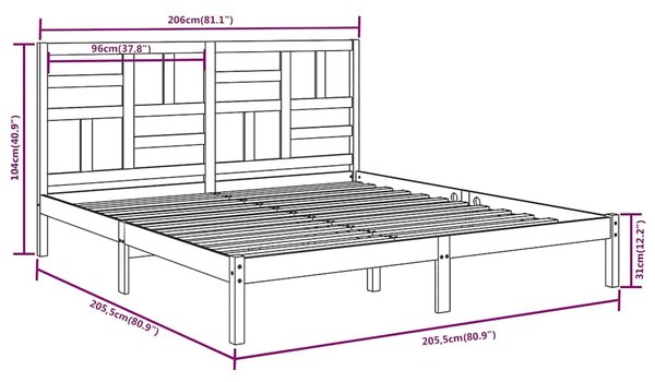 Rám postele bílý masivní dřevo 200 x 200 cm 3105971