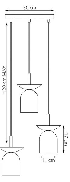 Závěsné svítidlo EGO 3 PREM – černé / bílé, 3× E14, šířka 30 cm