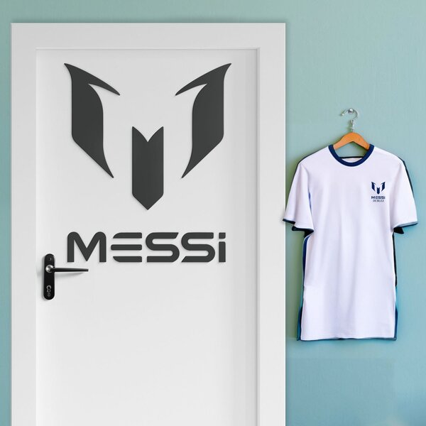 DUBLEZ | Dřevěné logo fotbalisty - Messi | Obraz