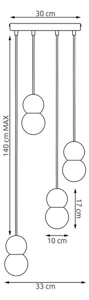 Závěsné svítidlo LOOP 4 – moka, 4× G9, šířka 33 cm