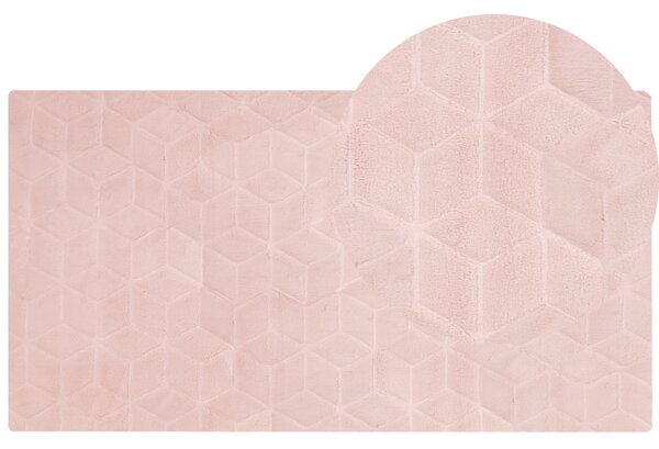 Koberec z umělé zaječí kožešiny 80 x 150 cm růžový THATTA