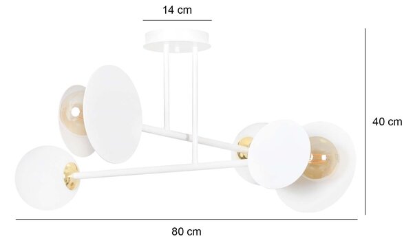 Stropní svítidlo MINERVA 4 – celobílé, sklo, 4× E27, šířka 80 cm
