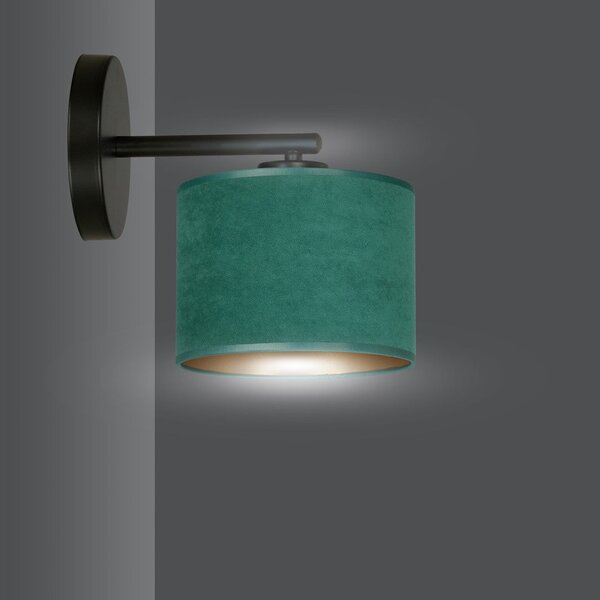 Nástěnné svítidlo HILDE K1 – černé, zelené textilní stínidlo, 1× E27, šířka 18 cm