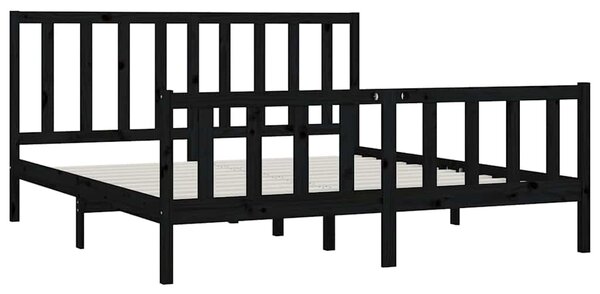 Rám postele černý masivní dřevo 200 x 200 cm 3106857