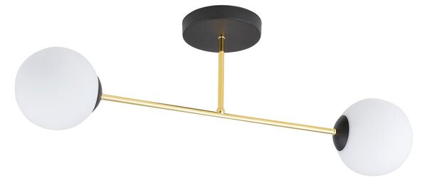 Stropní svítidlo MAGNUM 2 – černé, opálové sklo, 2× E14, šířka 75 cm