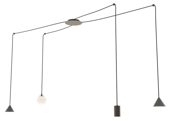 Závěsné svítidlo FUJI 4 – černé, 4× E14/GU10/GX53, šířka 200 cm