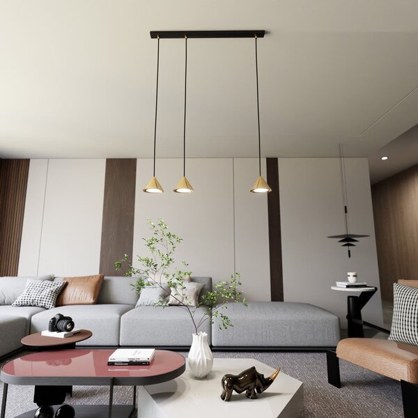 Závěsné svítidlo ELIT 3 – černé / zlaté, 3× GX53, šířka 70 cm