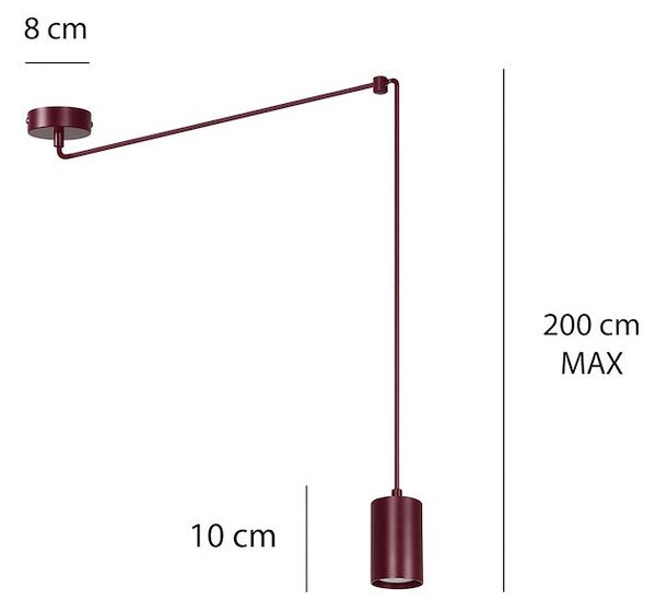 Závěsné svítidlo TRAKER 1 – vínové, 1× GU10, šířka 8 cm