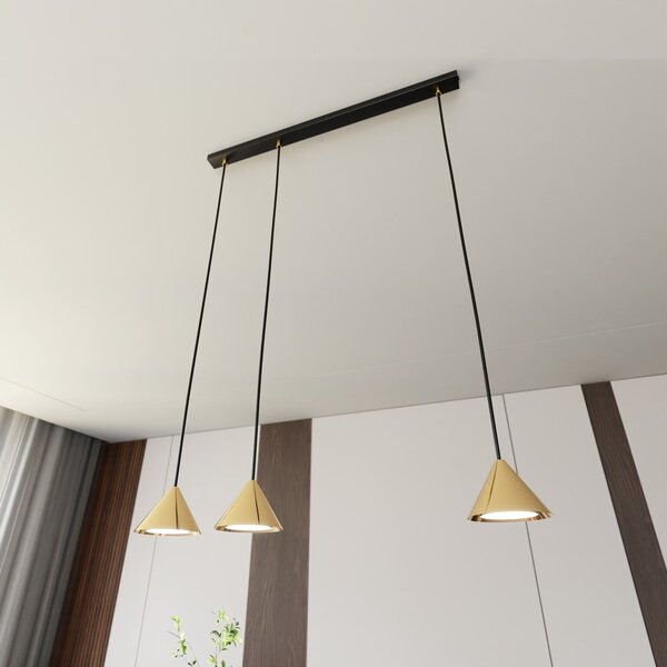 Závěsné svítidlo ELIT 3 – černé / zlaté, 3× GX53, šířka 70 cm